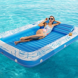 Jasonwell 4‑in‑1 Inflatable Tanning Lounger — Sun Tan Tub & Pool Raft, Water‑Filled Mat/Pad for Adults & Kids (XL) - Blue - 1 of 4
