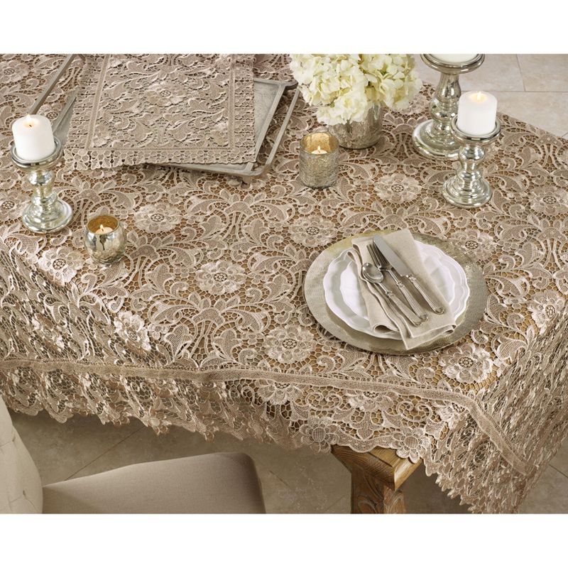 Saro Lifestyle All Over Venice Lace Runner, Ecru, 15" x 66", 3 of 4