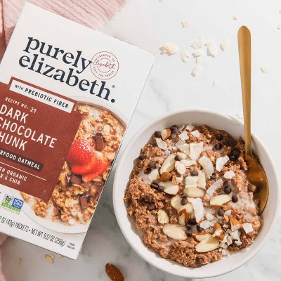 purely elizabeth. Dark Chocolate Chunk Superfood Oatmeal with Prebiotic Fiber - 9.12oz/6ct