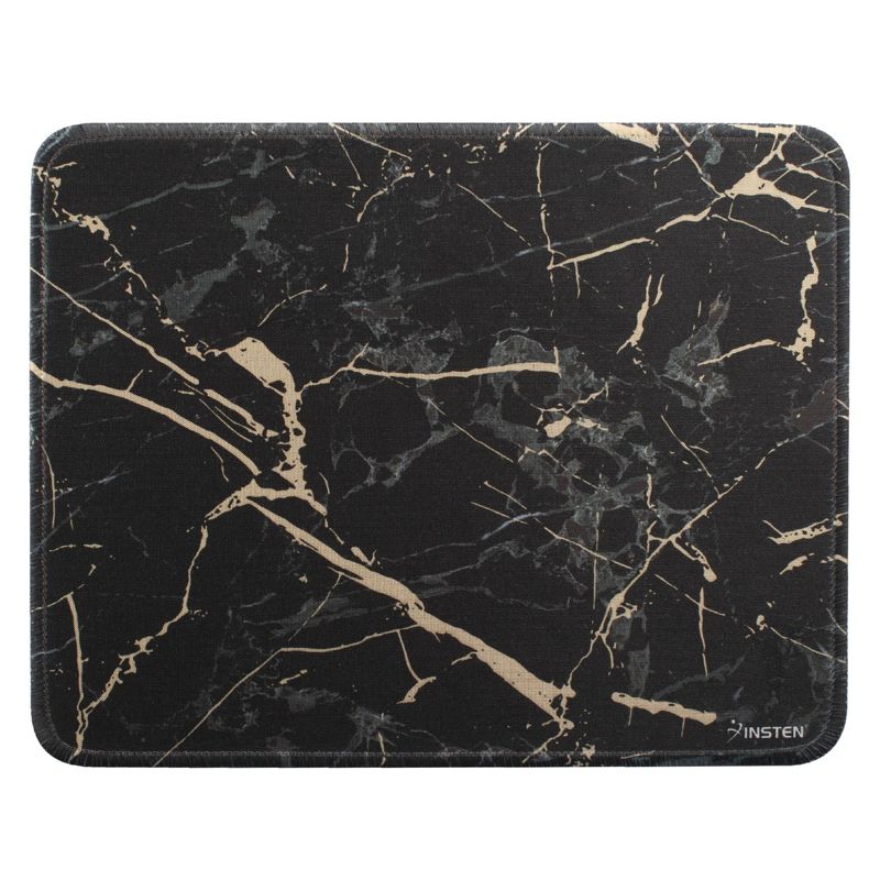 Insten Shiny Marble Mouse Pad, Water-Resistant and Non-Slip Mat for Wired/Wireless Gaming Computer Mouse, 9.45 x 7.48 in, Black, 4 of 6