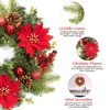 16in Christmas Wreath for Front Door, Xmas Door Wreath with Balls, Artificial Flowers, Berries & Pine Cones for Fireplace Wall Window Decoration, Red - 4 of 4