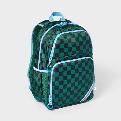 Kids' Everyday Classic 17" Backpack Green Checked - Cat & Jack™️