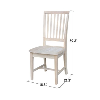 Classic Unfinished Solid Parawood High Slat Side Chair, Set of 2