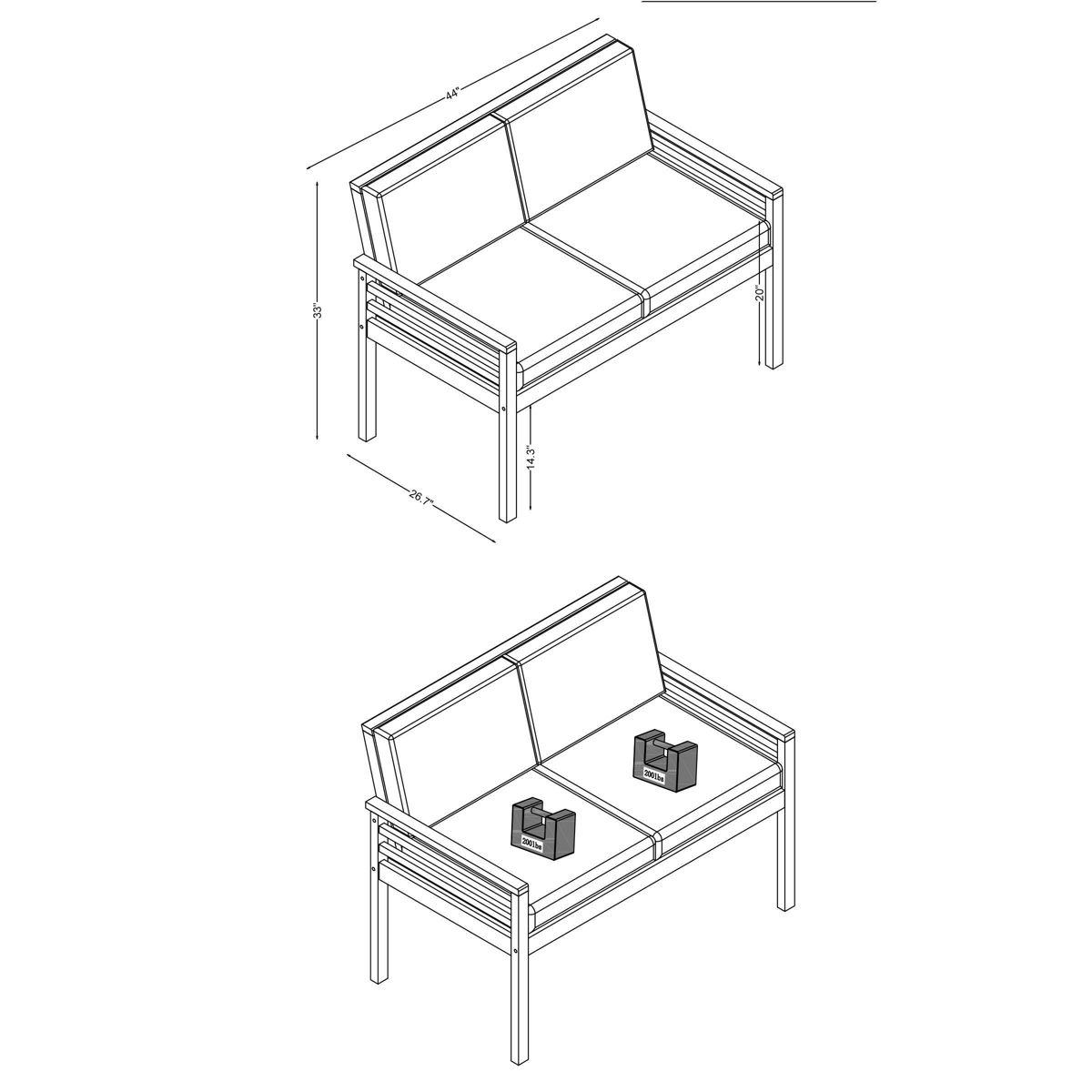 Alaterre Furniture 2pc Okemo Outdoor Patio Weather-Resistant Couch with Cushions & Coffee Table - thumbnail 4