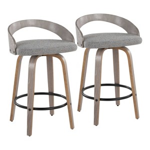 LumiSource Set of 2 Grotto Counter Height Barstools Light Gray - 1 of 4