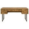 Sapphtopaz Rustic Standing Desk with 4 Front Drawers & Back Open Shelf Computer Desk with Black Metal Legs Writing Desk for Home Office, Bedroom - 3 of 4