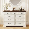 Dyonery Farmhouse Drawer Dresser, 9 Drawer Chest with Wood Top, 52" Wide Storage Organizer for Bedroom, Living Room, Entryway - 2 of 4