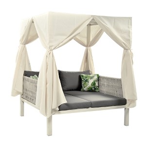 CLIHOME Outdoor Patio Sunbed with Curtains, High Comfort, Suitable for Multiple Scenarios - 1 of 4