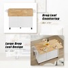 LunaLulinlk Kitchen Island with Drop Leaf Countertop, Rolling Kitchen Island Cart with Storage Cabinet and Tower Rack, White - 4 of 4