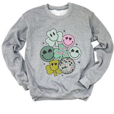 Simply Sage Market Women's Graphic Sweatshirt Lucky Smiley Disco