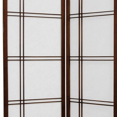 6 ft. Tall Walnut Shoji Screen with Double Cross Design