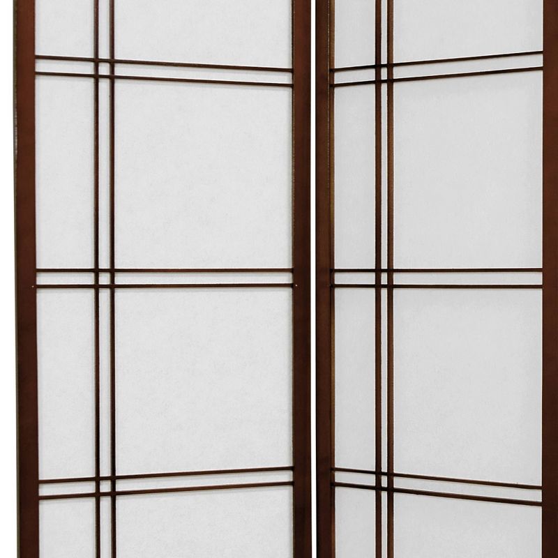 6 ft. Tall Double Cross Shoji Screen - Walnut (5 Panels), 3 of 6