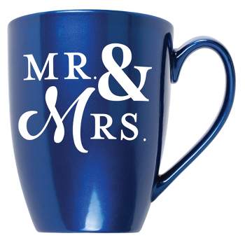 Elanze Designs Mr & Mrs Navy Blue 10 ounce New Bone China Coffee Cup Mug