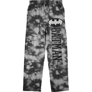 Batman Logo Men's Black Tie-Dye Sleep Pajama Pants - 1 of 4
