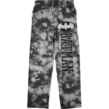 Batman Logo Men's Black Tie-Dye Sleep Pajama Pants