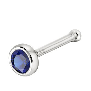 Jewelry Avalanche 22G 14K Gold Bezel-set Blue Sapphire Ball-end Nose Stud - 1 of 3