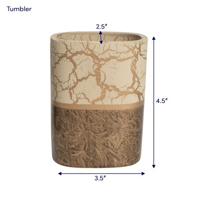 Parker Weathered Beige and Gold Resin Bathroom Tumbler