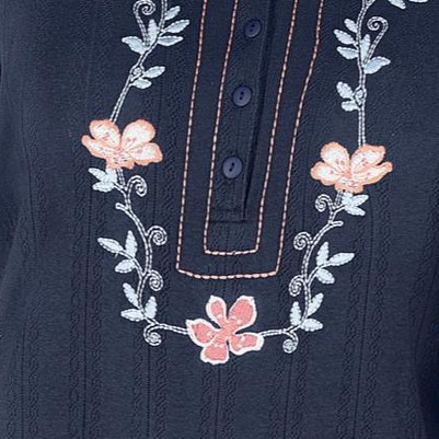 navy floral embroidery