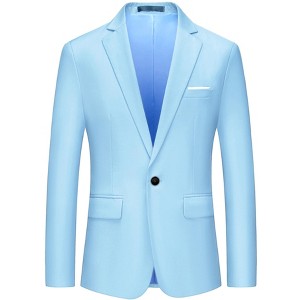 INSPIRE CHIC Men's Single Breasted One Button Dress Suit Jackets Blazer - 1 of 4