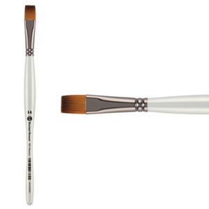Borciani e Bonazzi Unico Fiamatto Synthetic Series 821 Paint Brush, Flat Size 14 - For Acrylic and Watercolor Painting - Ergonomic Handle, - 1 of 4