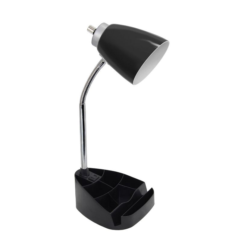 Gooseneck Organizer Desk Lamp with iPad Tablet Stand Book Holder and Charging Outlet - LimeLights, 1 of 8