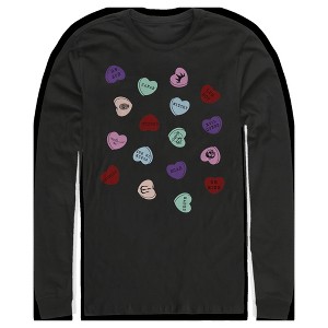 Men's Disney Villains Valentine's Day Candy Hearts Long Sleeve Shirt - 1 of 4