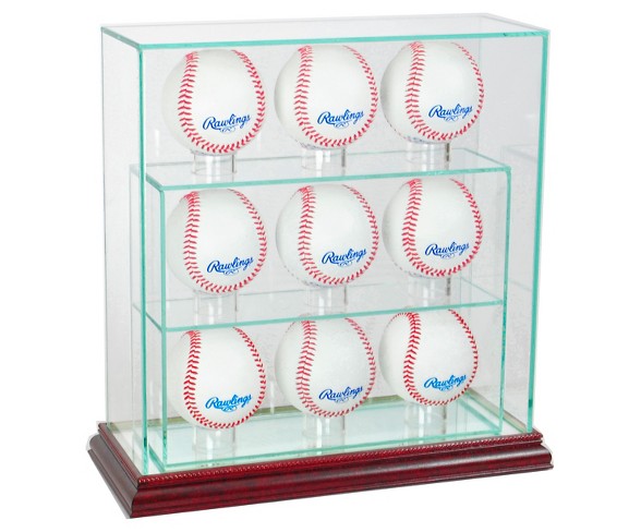 Perfect Cases 9 Upright Baseball Display Case - Cherry Finish