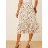 INSPIRE CHIC Women's Chiffon Elastic Waist Ruffle Tiered Flowy Midi Floral Printed Skirts - 4 of 4