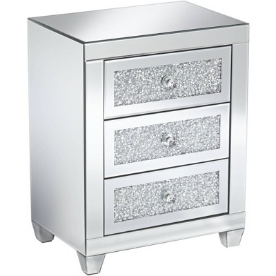 Studio 55D Gia 20" Wide Mirrored Silver 3-Drawer Side Table