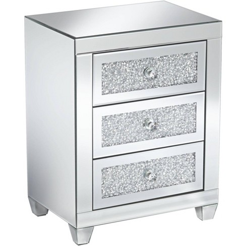 Studio 55d Gia 20 Wide Mirrored Silver 3 Drawer Side Table Target