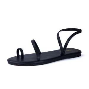CUSHIONAIRE CHAI Women’s Strappy Sandals – Flat Sandals for Women, Comfortable Beach Sandals, Summer Slip-On Shoes, Casual Dressy Sandals - 1 of 4