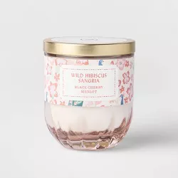 7oz Lidded Glazed Peach Ribbed Base Glass Jar Wild Hibiscus Sangria Candle - Opalhouse™