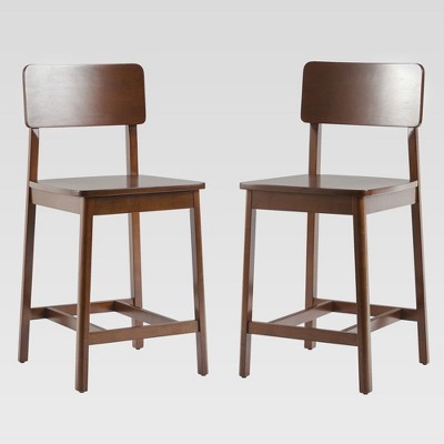 Saracina Home Minimalist Solid Wood Counter Height Barstool Set
