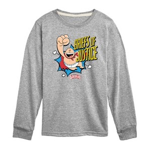 Boys' - Captain Underpants - Briefs Of Justice Long Sleeve Graphic T-Shirt - 1 of 3