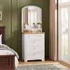 White Drawer Dresser with Mirror, Charge Station and LED Strip, 4 Drawer Cabinet, Modern Makeup Vanity Table for Bedroom, Living Room, Entryway - 2 of 4