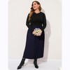 Clearlove Plus Size Pleated Skirt Women's Elastic Waist Boho  Midi Skirts with Pockets - 4 of 4