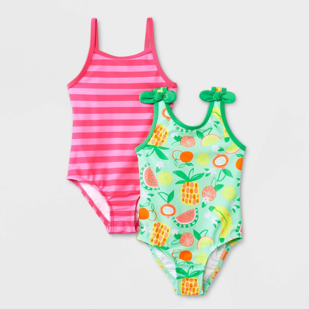 Photos - Swimwear Toddler Girls' 2pk One Piece Swimsuit - Cat & Jack™ Green 4T: UPF 50+ Prot