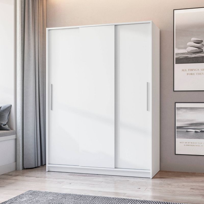 Denmark 3 Sliding Doors Clothing Armoire White - Polifurniture, 2 of 10