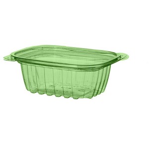 Eco-Products 12 oz Rectangle Deli Container & Lid Compostable Green PLA - Case of 300 - 1 of 1