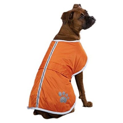 Zack & Zoey UM210 20 69 Large Polyester Noreaster Dog Coat Reversible, Adjustable, and Waterproof Blanket Cover w/ Reflective Stripe Design, Orange