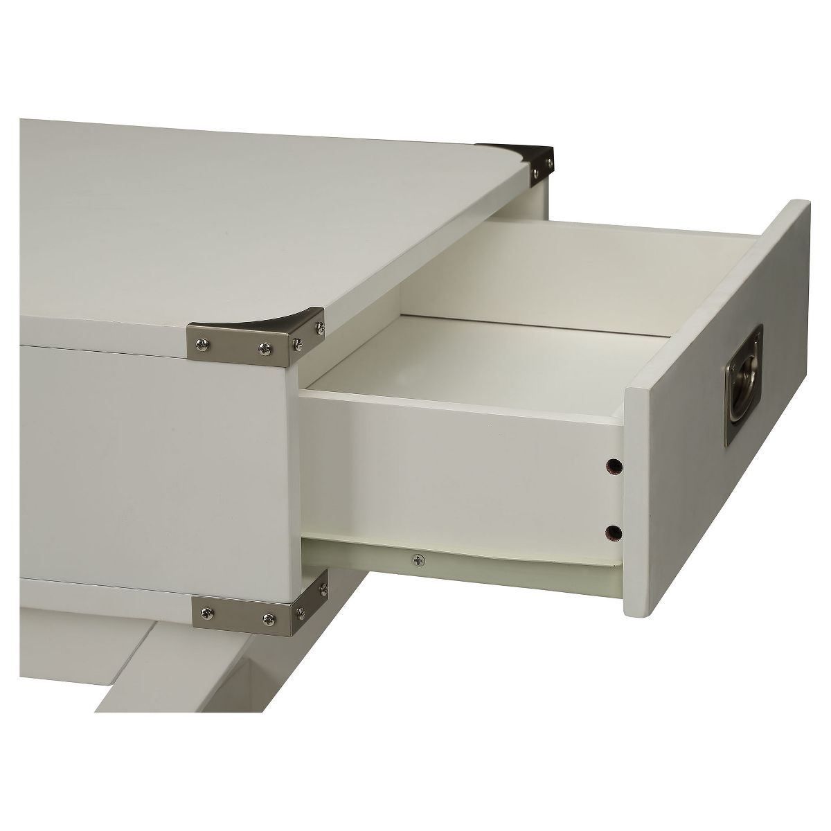 Acme Furniture Babs End Table White: Rectangular with Drawer, Wood Legs, MDF Top, No Surface Treatment - thumbnail 4