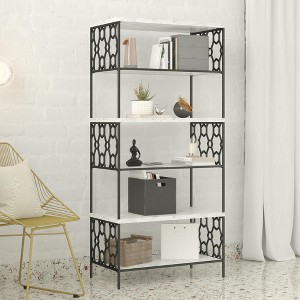 ORRD  5-Shelf Bookcase, Modern Home Office Shelf with Metal Legs, 30LB/Shelf, White & Faux Marble, Wall Anchor Included - 1 of 4