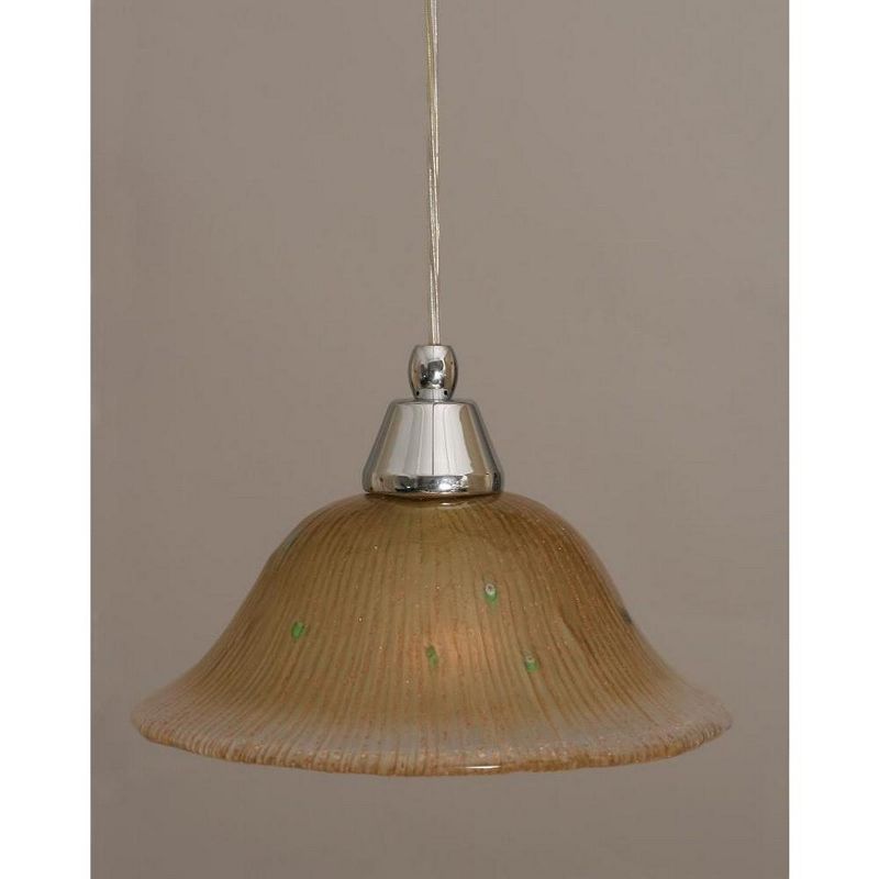 Toltec Lighting Any 1 - Light Pendant in  Chrome with 10" Amber Crystal  Shade, 1 of 2