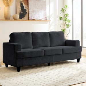 Mjkone 82"Width Corduroy Fabric Sectional Sofa Couch,Cloud Sleeper Comfy Upholstered 3-Seater Sofa - 1 of 4