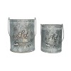 Transpac Metal 13 in. Silver Christmas Let It Snow Bucket Lanterns Set of 2 - 2 of 4