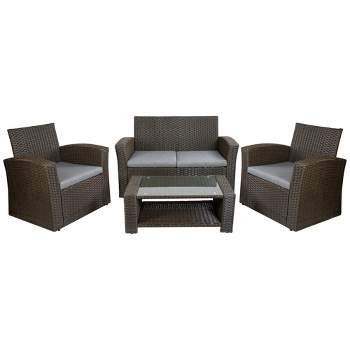Northlight 4-Piece Georgetown Resin Wicker Outdoor Patio Conversation Set with Cushions