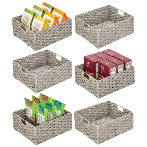 Best Choice Products Set of 4 12in Woven Water Hyacinth Pantry Baskets w/ Chalkboard Label, Chalk Marker - Natural