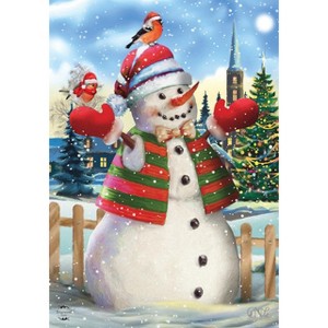 It's Snowing Christmas Garden Flag Snowman Birds 18" x 12.5" Briarwood Lane - 1 of 4