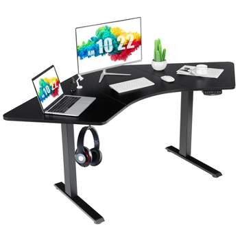 Tangkula Dual-Motor L Shaped Standing Desk Ergonomic Sit Stand Computer Workstation Black