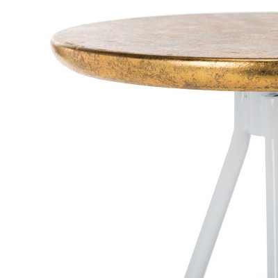 White and Gold Iron Backless Counter Stool with Hairpin Legs